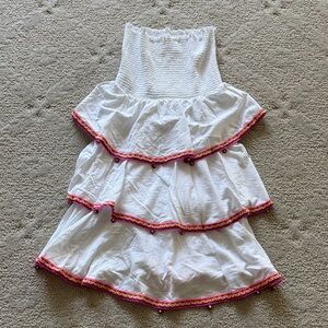 Pitusa White Dress with Pink and Orange Trim